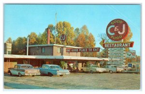 CLAXTON, Georgia GA ~ Roadside C & J RESTAURANT 1966 Evans County  Postcard