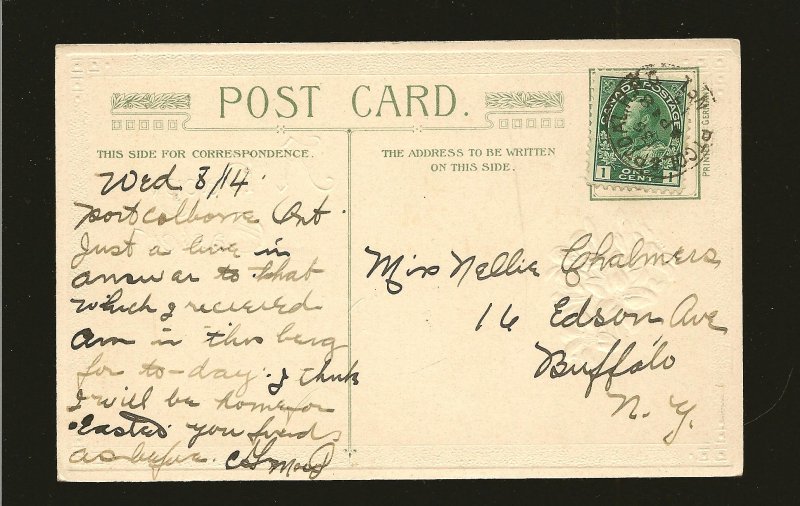 Postmark 1936 on C John Winson 1919 Embossed Easter Postcard