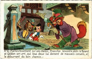 PC CPA DISNEY, PINOCCHIO RENCONTRE JOHN DE RENARD ET GEDEON, POSTCARD (b15120)