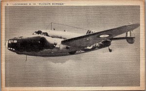 1940 WWII LOCKEED B-14 HUDSON BOMBER LINEN POSTCARD 38-139