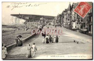 Old Postcard Mers les Bains The beach promenade