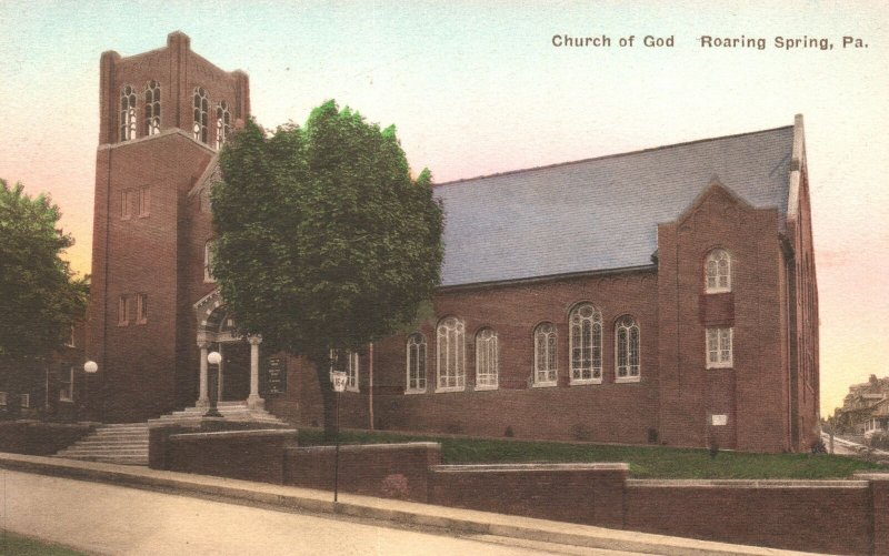 Vintage Postcard 1910's Church of God Building Roaring Spring