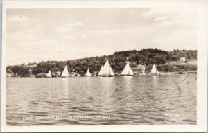 Lake Massawippi North Hatley Quebec QC Sailing Real Photo c1948 Postcard D74