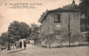 Vintage Postcard 1910's Vieux Montmartre Rue St. Vincent Et Maison De Berloiz FR