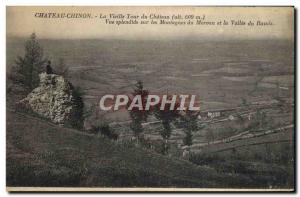 Old Postcard Chateau Chinon La Vieille Tour Chateau splendid view of the moun...