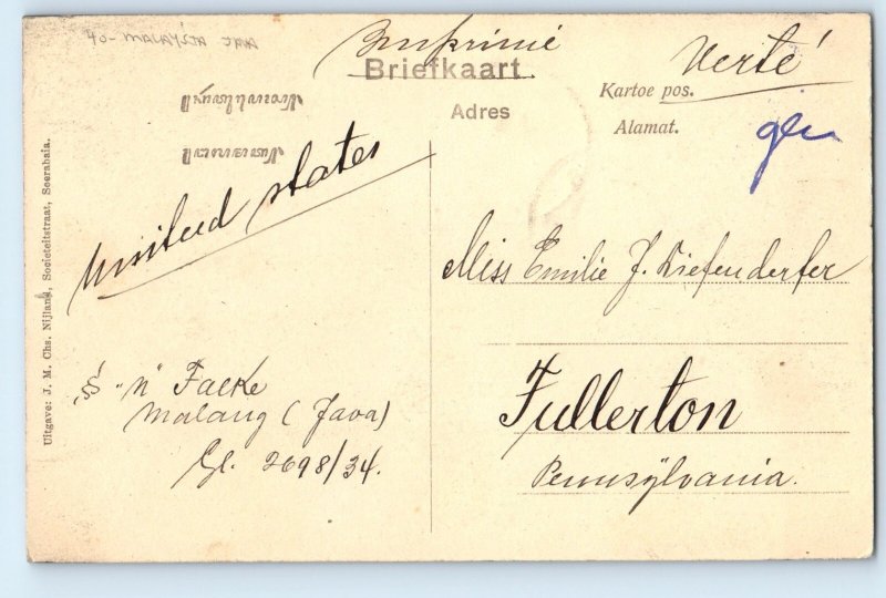 Java Indonesia Postcard Goelaliverkooper Worker 1911 Antique Posted