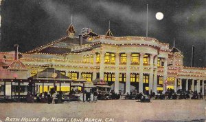 Bath House at Night Moonlight Long Beach California 1910c postcard