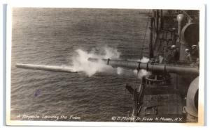 RPPC Torpedo Leaving the Tube from US Navy Ship Postcard c. 1918-1930