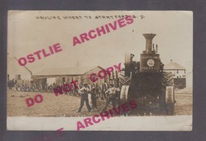 Stratford SOUTH DAKOTA RPPC c1910 STEAM ENGINE Buffalo Pitts Co TRACTOR Aberdeen