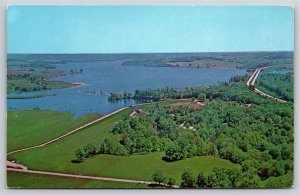 New Castle Pennsylvania~Aerial View Of Dam Proper @ Lake Arthur~Vintage Postcard