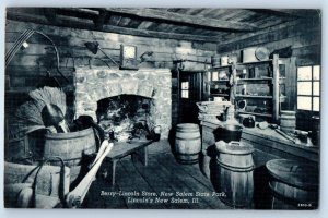 1948 New Salem Illinois Postcard Berry Lincoln Store State Park Lincoln Interior