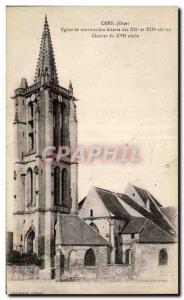 Old Postcard Creil (Oise) weird building Church Steeple XII and XIII slecles ...