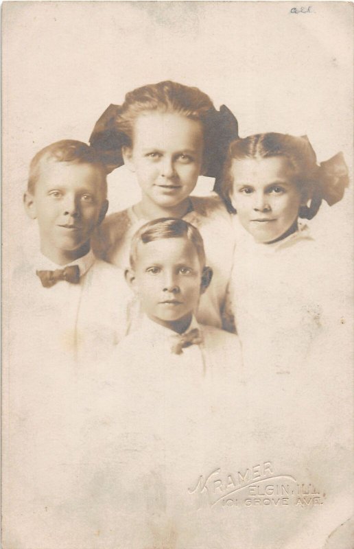 J46/ Elgin Illinois RPPC Postcard c1910 Pretty Children Portrait 343