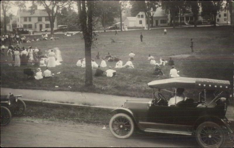 Clintonville (NY ?) Old Car at Baseball Game c1910 Real Photo Postcard #2