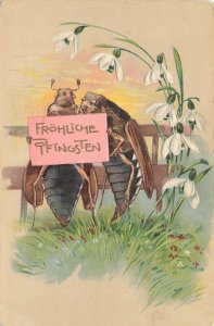 Germany Insects Frohliche Pftngsten PFB Publisher Postcard