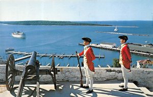 Uniformed Soldiers With Cannon and Muskets Mackinac Island, Michigan MI