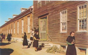 Amana Iowa Church, Women in Black Chrome Postcard Unused Dexter Press