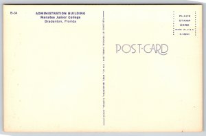 Bradenton Florida~Admin Bldg Manatee Junior College~Palm Trees~Vintage Postcard