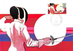 Original Artwork by Robert Peak, 1984 Summer Olympics Women's Fencing 1983 St...