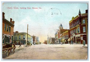 1910 Cherry Street Looking East Carriage Macon Georgia GA Posted Shops Postcard