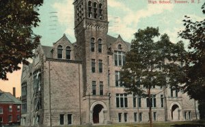 Vintage Postcard 1915 High School Campus Building Landmark Trenton New Jersey NJ