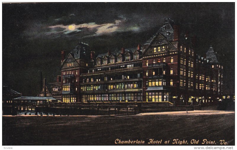 OLD POINT, Virginia; Chamberlain Hotel at night, 00-10s