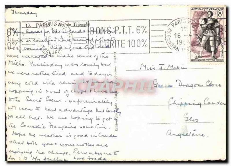 Modern Postcard Paris Arc de Triomphe