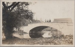RPPC Postcard Men Standing on Concrete Bridge c. 1900s
