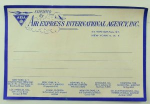 1940's-50's Air Express International Agency Luggage Label Original E19