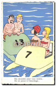 Old Postcard Fantasy Humor Pedalo