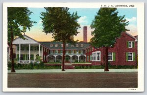 Zanesville Ohio~Young Womens Christian Association Bldg~1940s Linen Postcard