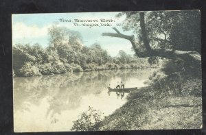 FORT WAYNE INDIANA MAUMEE CREEK SCENE CANOE VINTAGE POSTCARD