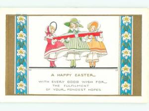 Divided-Back CHILDREN AT EASTER SCENE Great Postcard AA1702