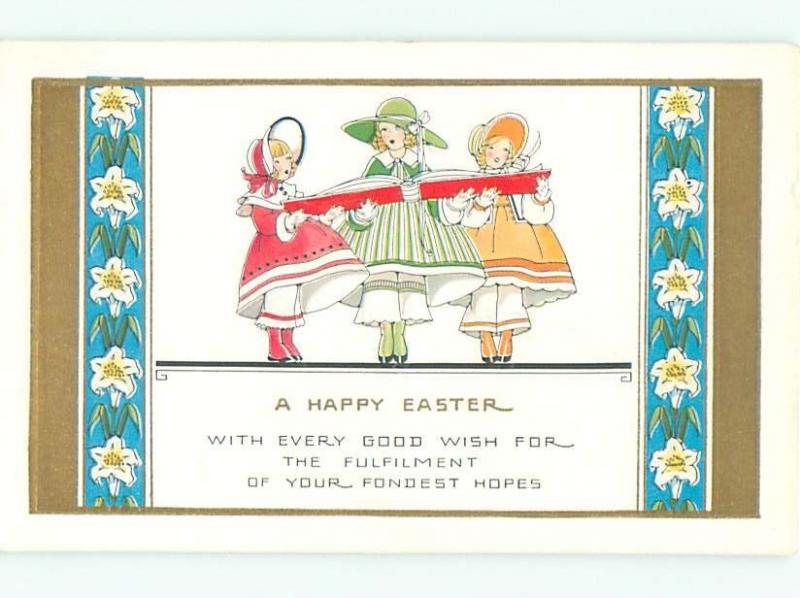 Divided-Back CHILDREN AT EASTER SCENE Great Postcard AA1702