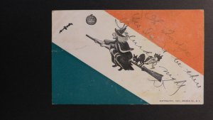 1906 USA Halloween Postcard Cover Providence RI to Wakefield RI Witch on Broom