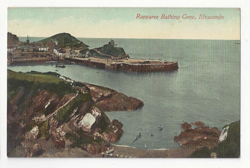 UK Devon Ilfracombe Rapparee Bathing Cove Valentine's Series Postcard c 1910