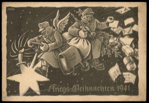 3rd Reich Germany 1941 Mtn Jaeger 98 Weihnacht Christmas Card FELDPOST Co 100564