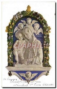 Old Postcard The Virgin And Child Relief in enamelled terra cotta Robbia Vict...
