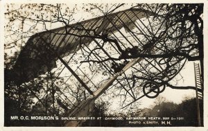 Haywards Heath England Morison's Biplane Wrecked at Oakwood 1911 RPPC 