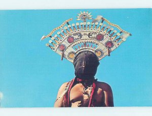 Chrome POSTCARD OF THE NATIVE INDIAN MASK AT MUSEUM Santa Fe NM AG0032