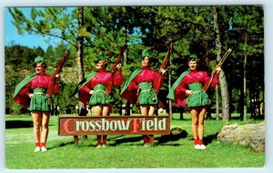 BLANCHARD SPRINGS, Mountain View AR ~ Sexy Girls CROSSBOW FIELD c1950s Postcard