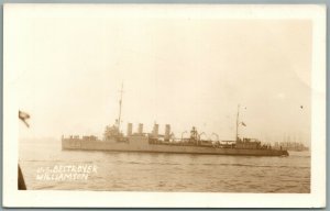 MILITARY SHIP US DESTROYER WILLIAMSON ANTIQUE REAL PHOTO POSTCARD RPPC