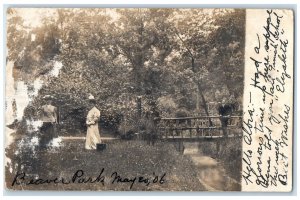 1906 Beaver Park Cedar Rapids Riverside Iowa IA RPPC Photo Antique Postcard