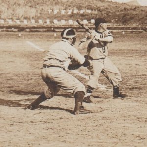 Fort Shafter HAWAII RPPC c1915 BASEBALL GAME Underway UNIFORMS Batter U.S. ARMY