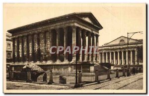 Nimes - House Square and the Theater - Old Postcard