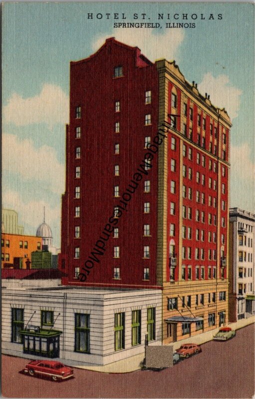 Hotel St. Nicholas Springfield Illinois Postcard PC321