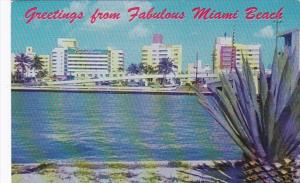 Florida Miami Beach Greetings Showing Hotel Row 1972