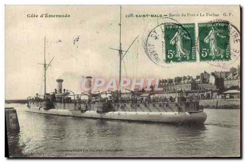 Old Postcard Saint Malo Output Port The boat Forban