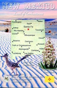 NEW MEXICO Map Postcard - Land Of Enchantment -  State Symbols
