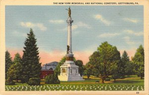 Civil War, New York Memorial, Monument, Battle at Gettysburg, PA, Old Postcard